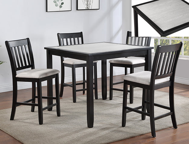Black and white counter height table set