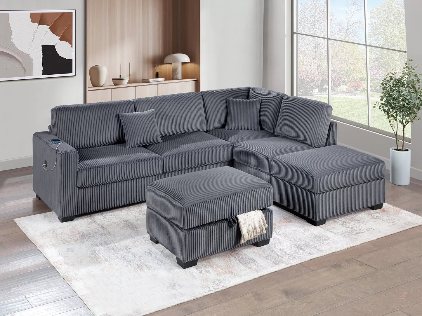 3-Piece Reversible Sectional Set W/ Ottoman