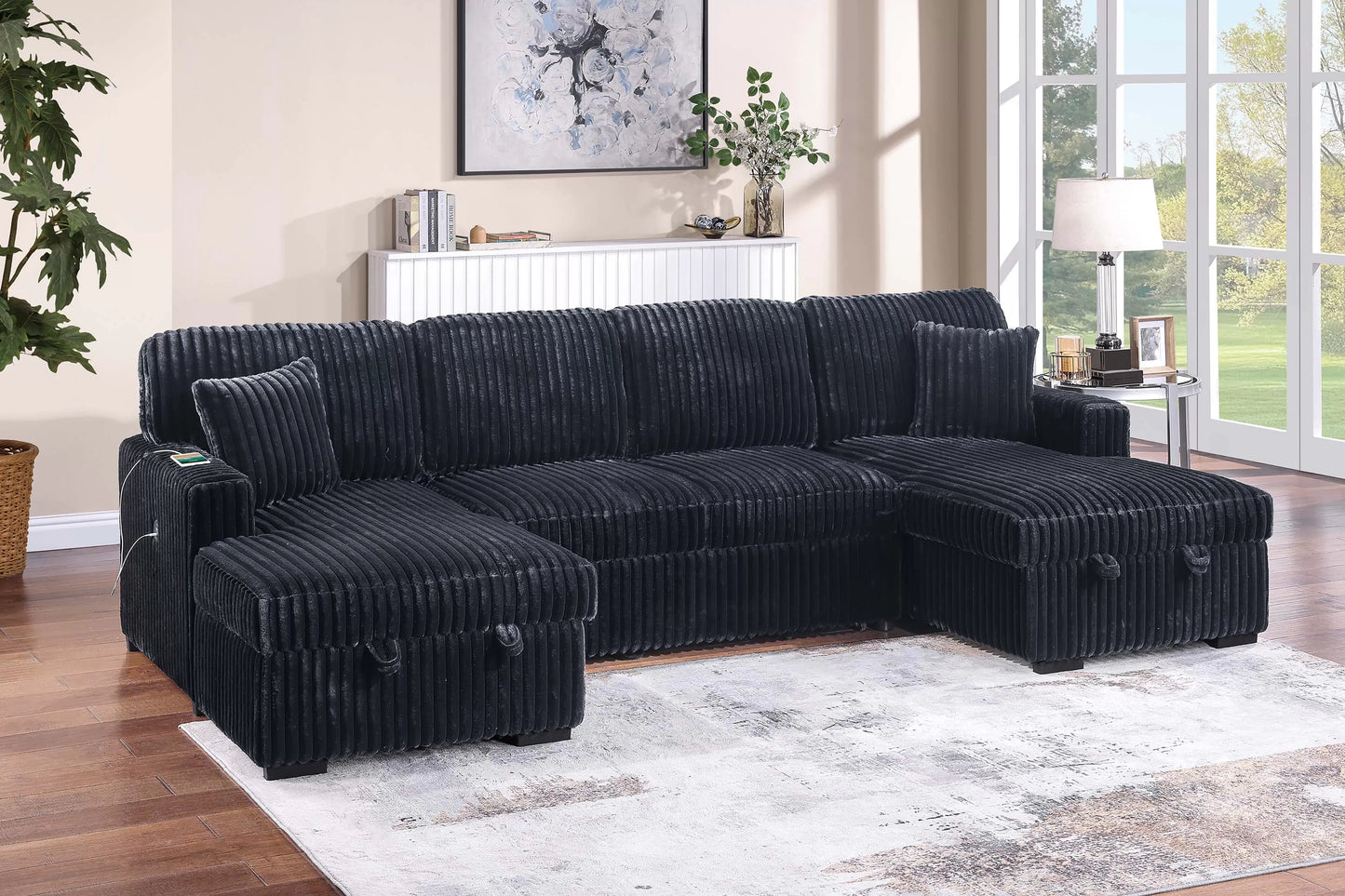 Black Double chaise Sectional