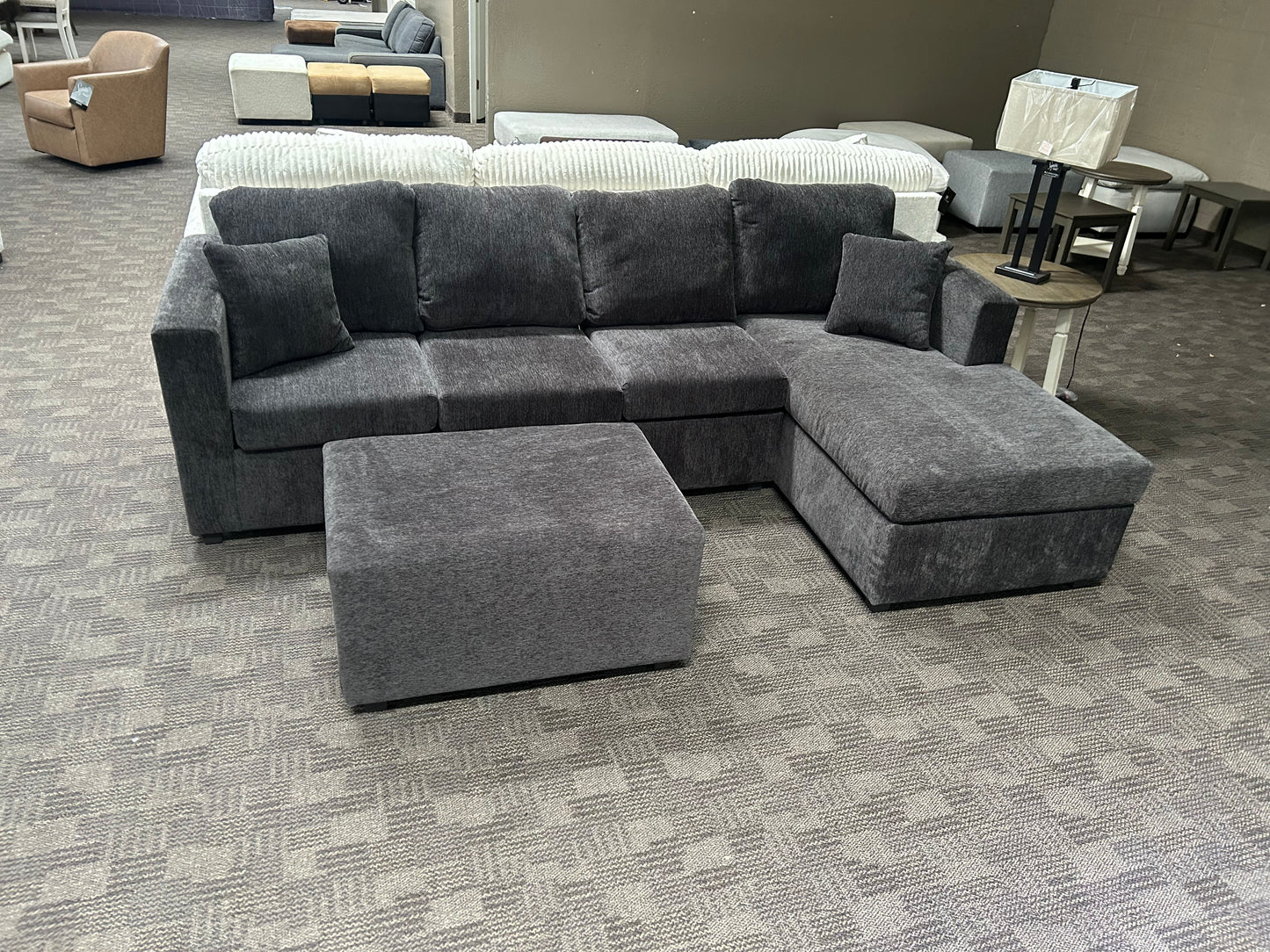 Charcoal sectional w/ ottoman (Maya Collection)