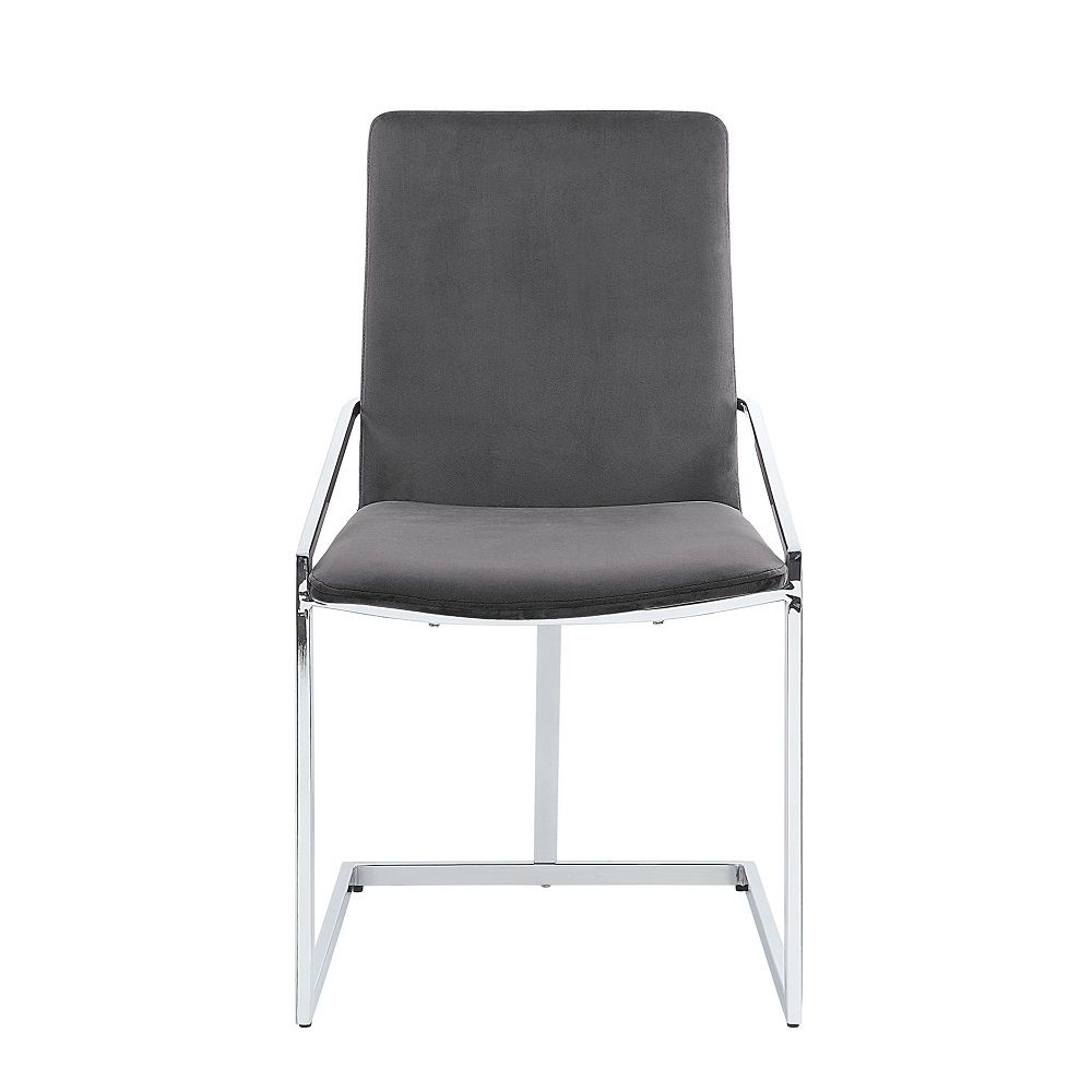 Zlatan - Side Chair Set of 2) - Gray Velvet & Chrome