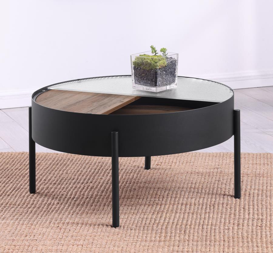 Ozella - Round Table With Hidden Storage Sandy