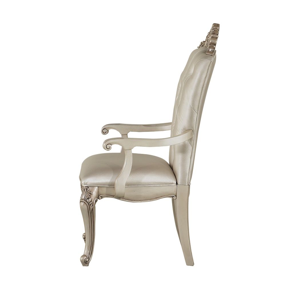 Gorsedd - Arm Chair Set of 2) - Cream Fabric & Golden Ivory