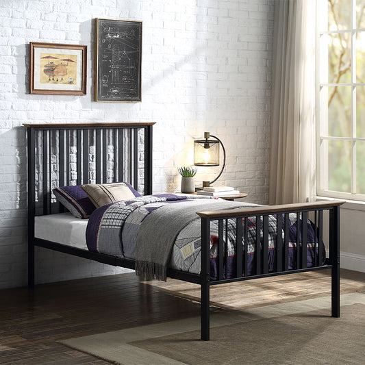 Zudora - Twin Bed - Antique Oak & Black