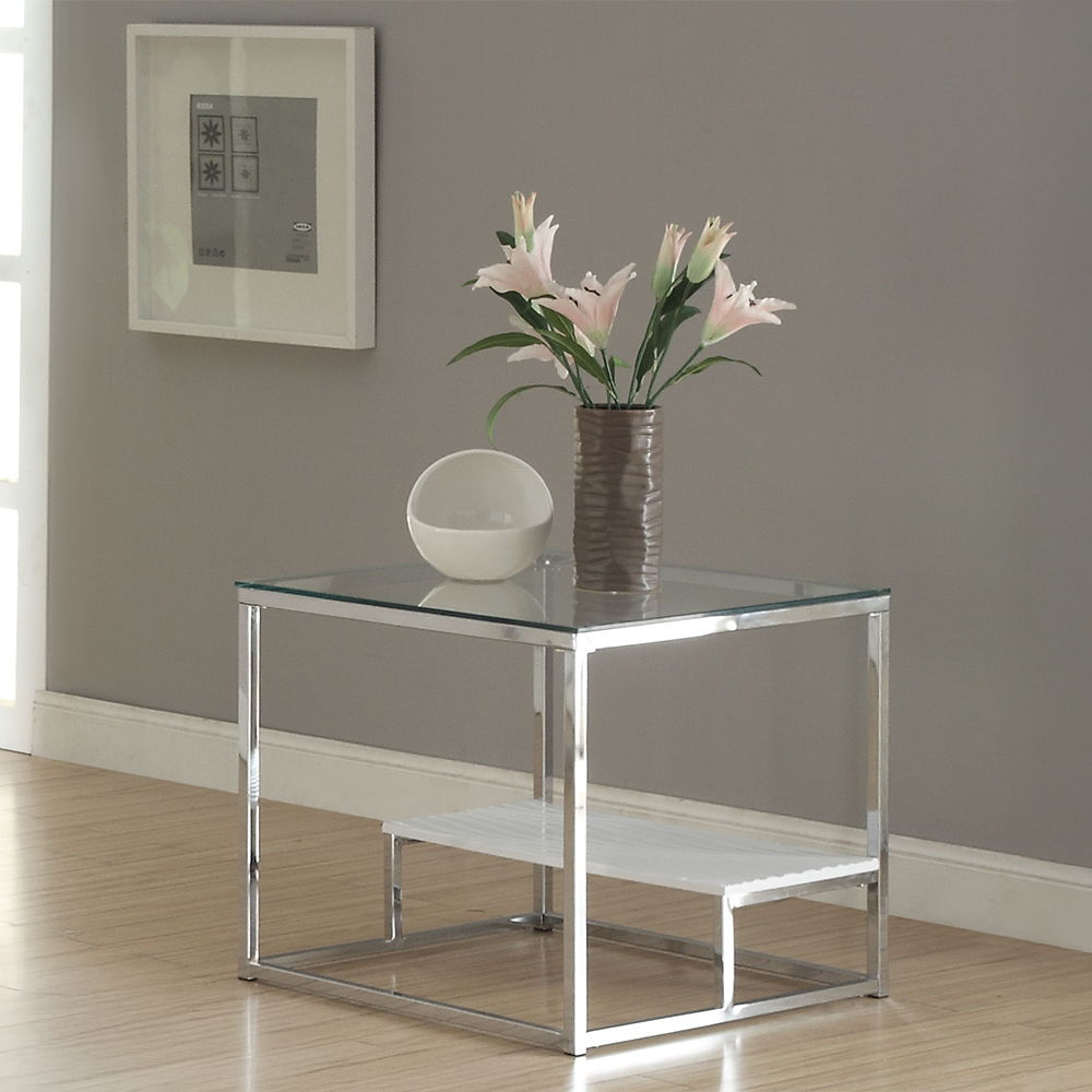 Ruben - End Table - Clear Glass & Chrome
