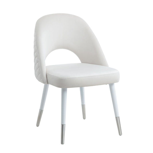 Zemirah - Side Chair Set of 2) - White Velvet & White Gloss