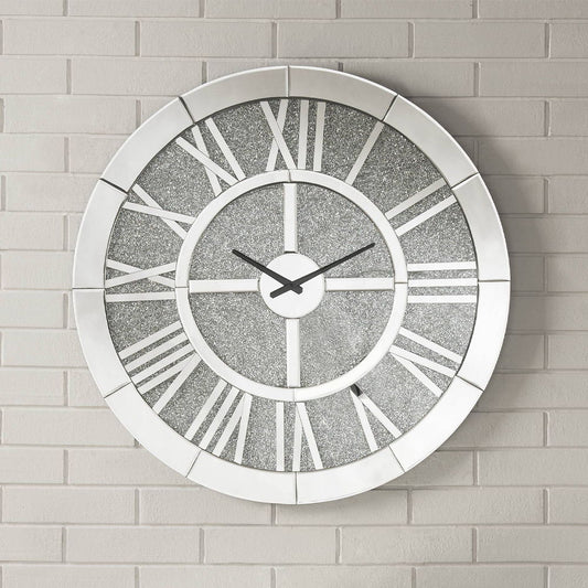 Noralie - Wall Clock - Mirrored & Faux Diamonds