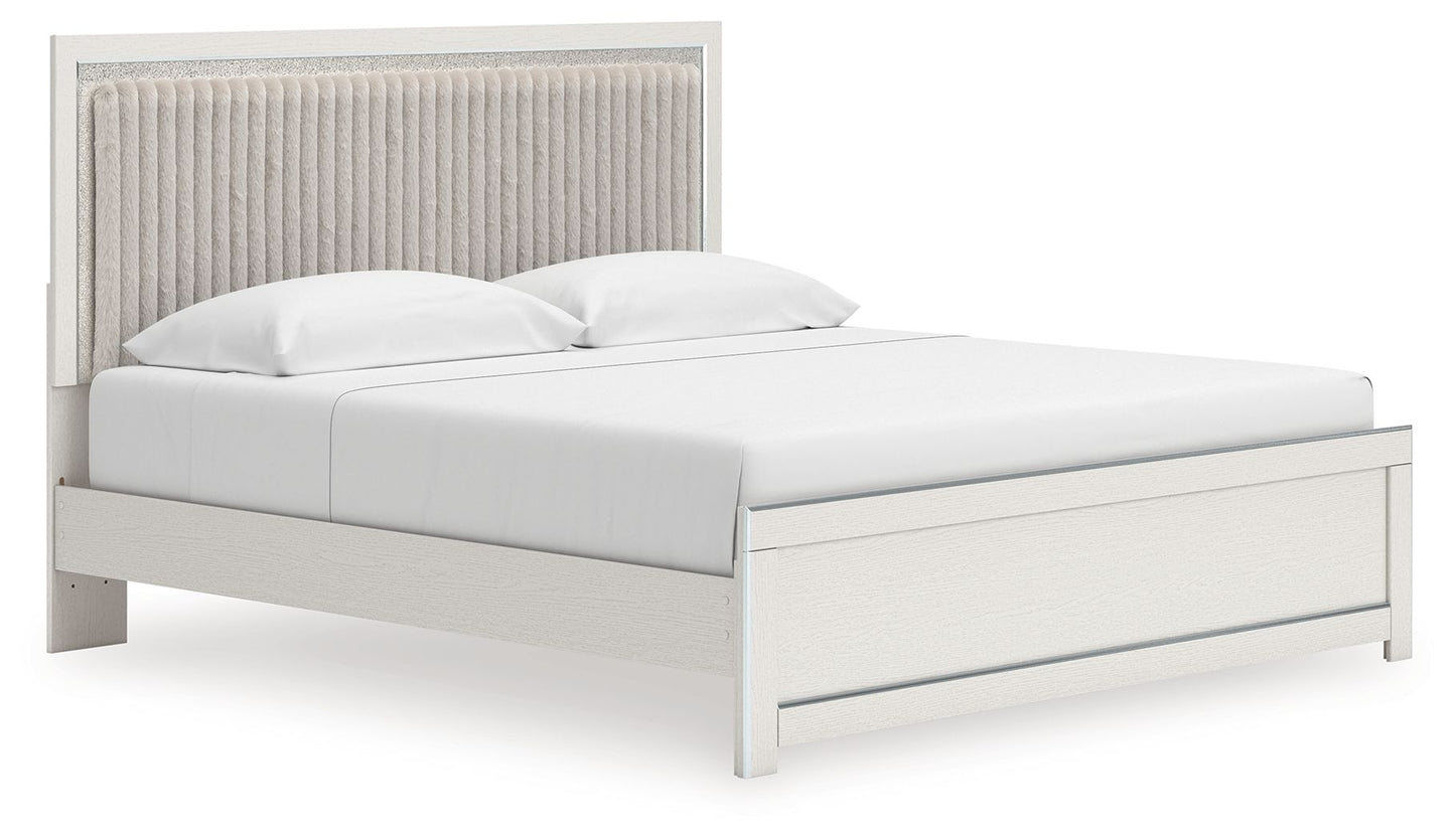 Zuraleus - Upholstered Panel Platform Bed With Roll Slats