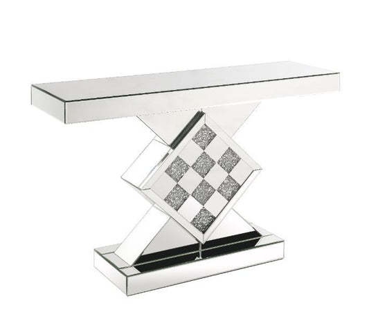 Noralie - 47" X 14" Console Table - Mirrored & Faux Diamonds