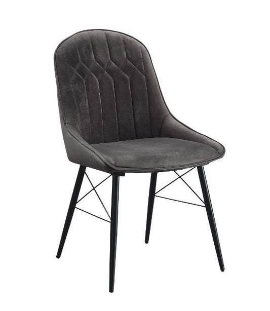 Abraham - Side Chair Set of 2) - Dark Gray Fabric & Black