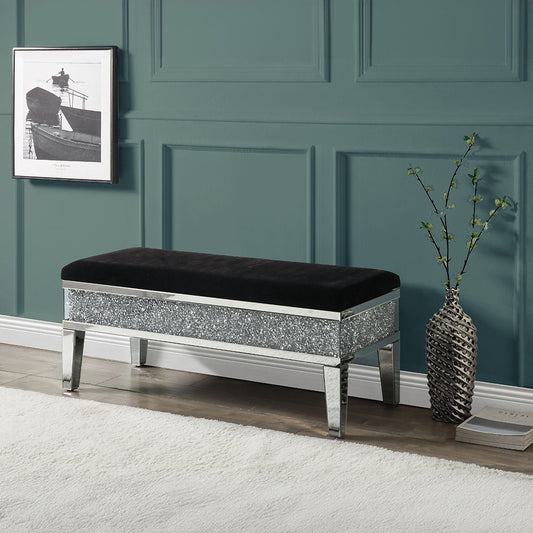 Noralie - 19" Bench With Storage - Mirrored & Faux Diamonds