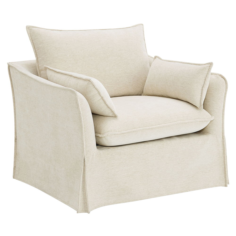 Shane - Chair With 2 Pillows - Beige Linen