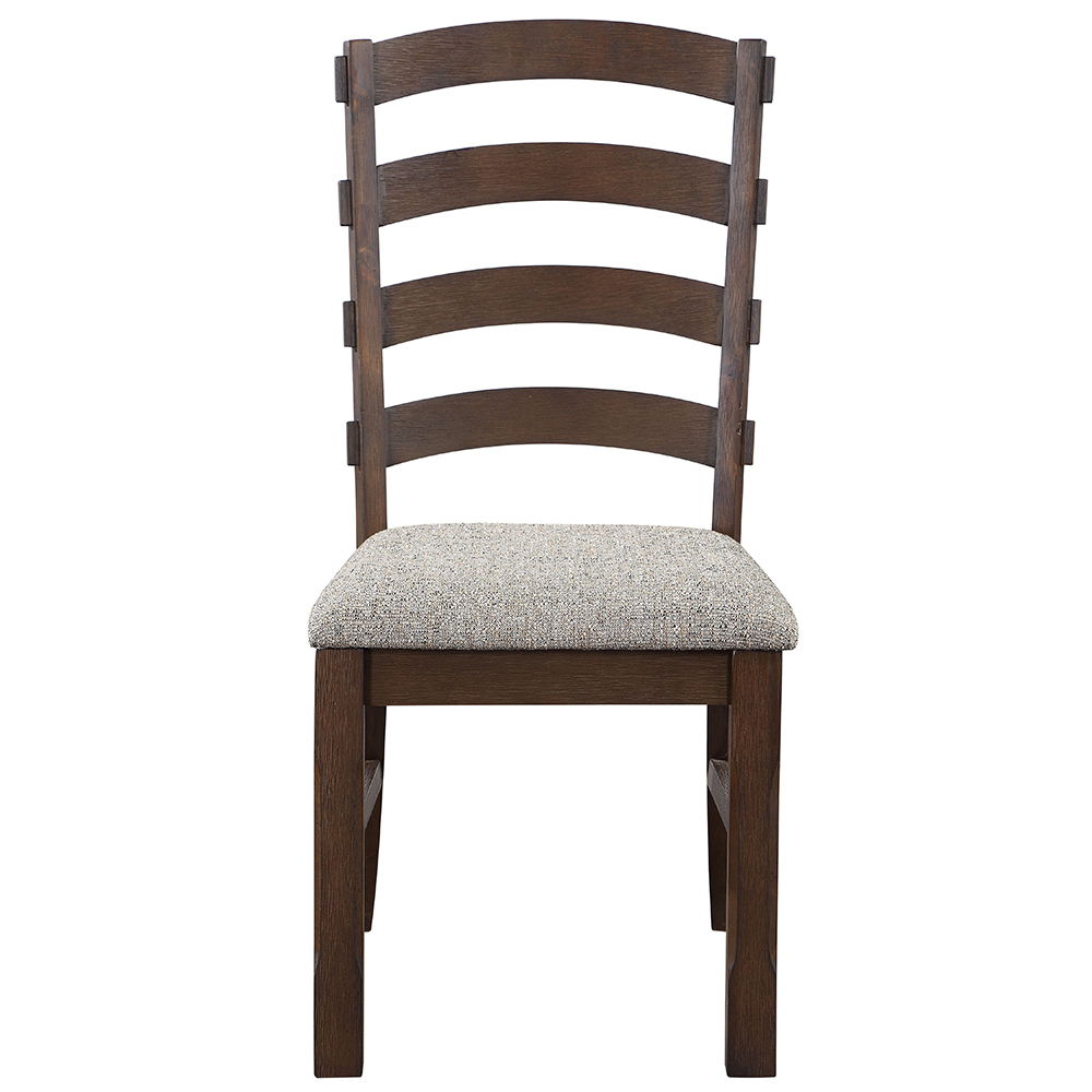 Pascaline - Side Chair Set of 2) - Gray Fabric, Rustic Brown & Oak