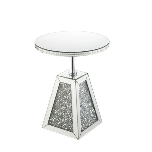 Noralie - 20" Accent Table - Mirrored & Faux Diamonds