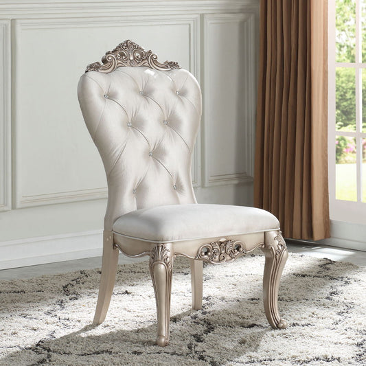 Gorsedd - Side Chair Set of 2) - Cream Fabric & Golden Ivory