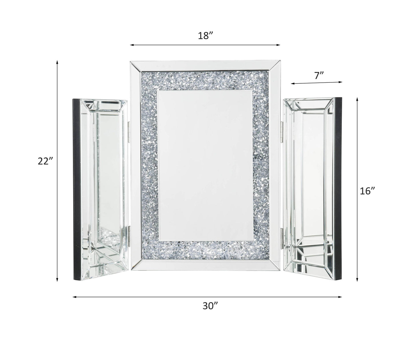 Noralie - 22" Accent Mirror - Mirrored & Faux Diamonds