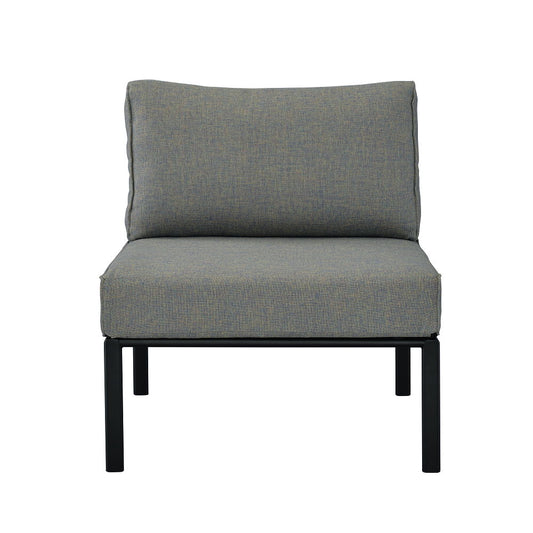 Rajni - Patio Armless Chair - Gray Fabric & Black