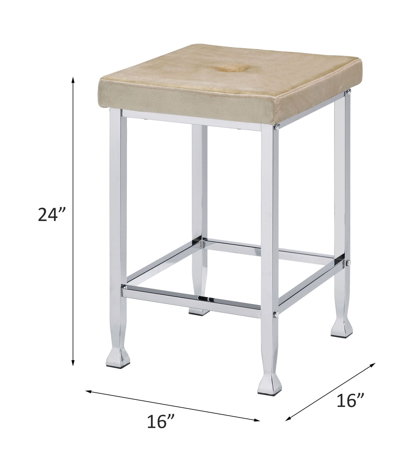Raine - Counter Height Stool Set of 2) - Beige Velvet & Chrome