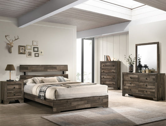 4 Piece rustic brown bedroom set