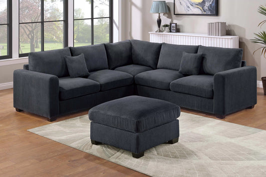 Black sectional w/ ottoman