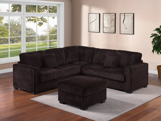 Cocoa brown sectional w/ ottoman
