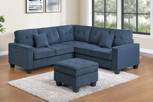 Blue sectional w/ ottoman
