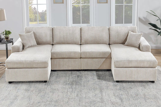 Cream Double chaise sectional