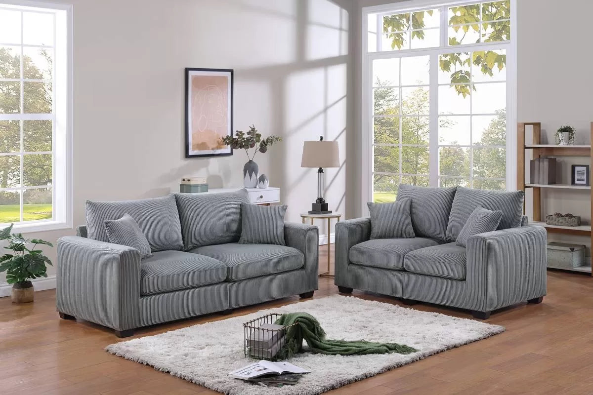 Gray sofa and love seat
