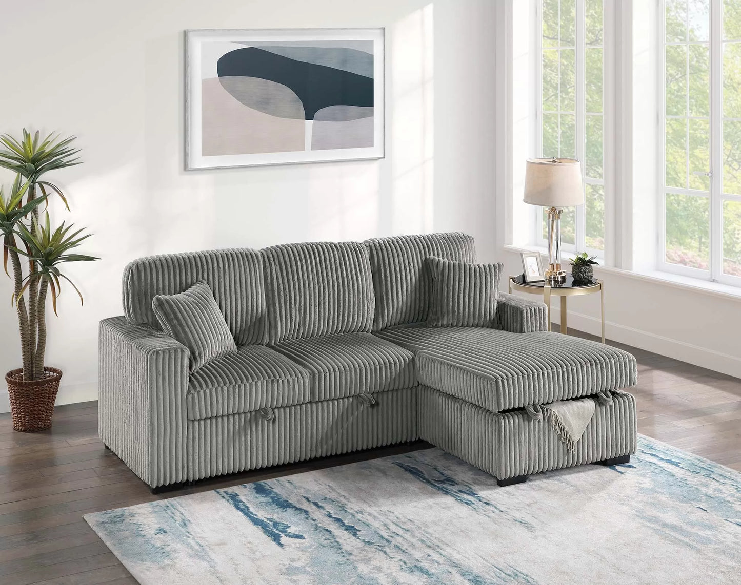 Gray storage sleeper sectional