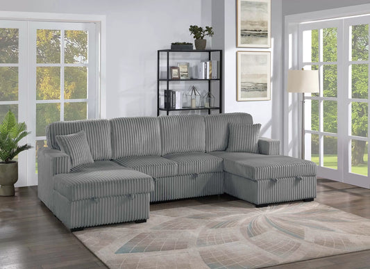 Dark gray double chaise storage sectional