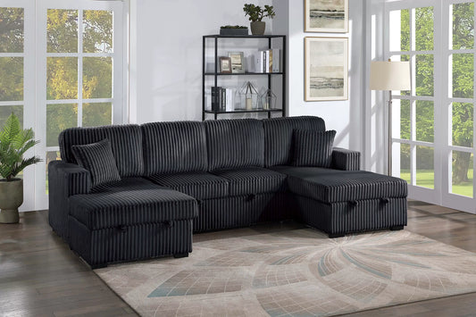 Black double chaise storage sectional