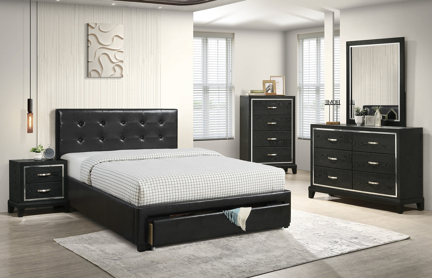 Black Storage Queen Bedroom Set