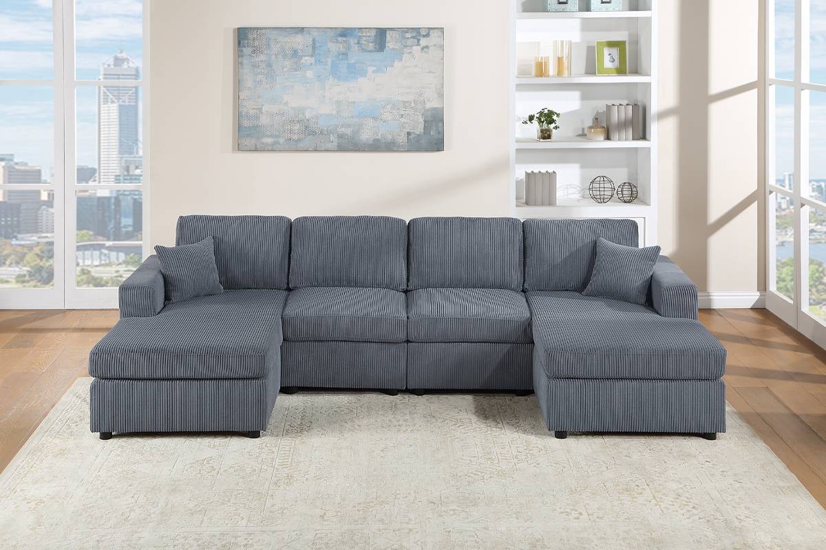 Slate Gray Double Chaise Sectional