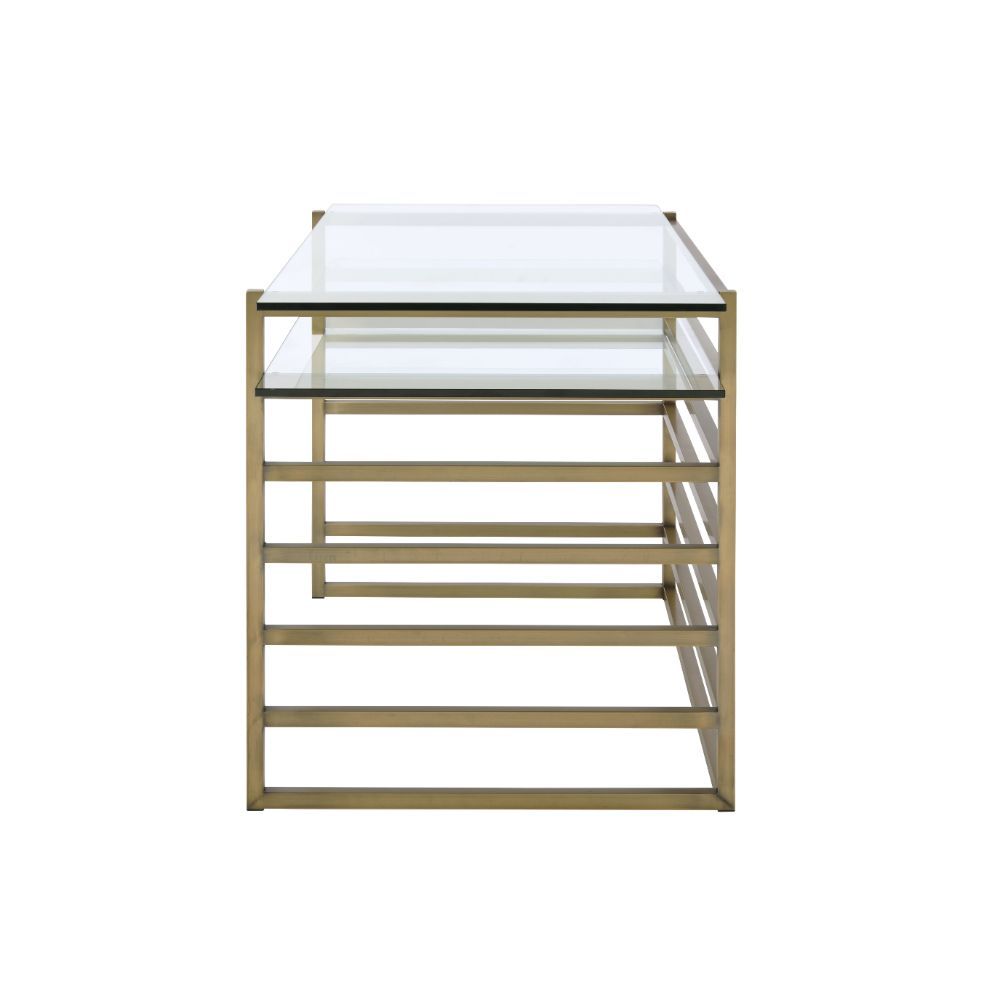 Shona - Writing Desk - Clear Glass Top & Antique Gold