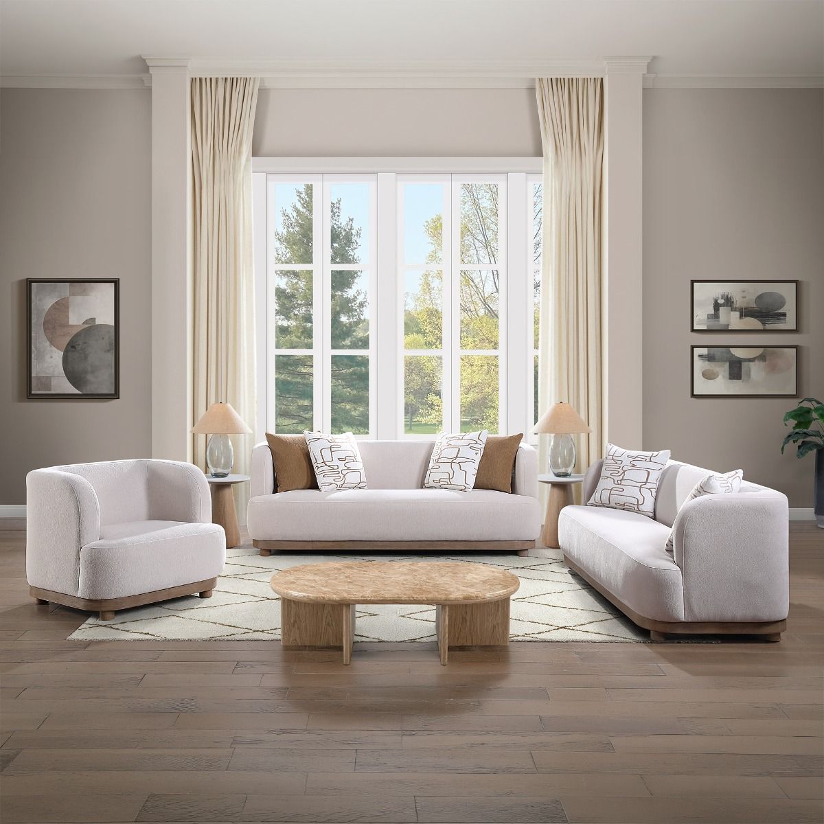 Duncan - Loveseat With 2 Pillows - Beige