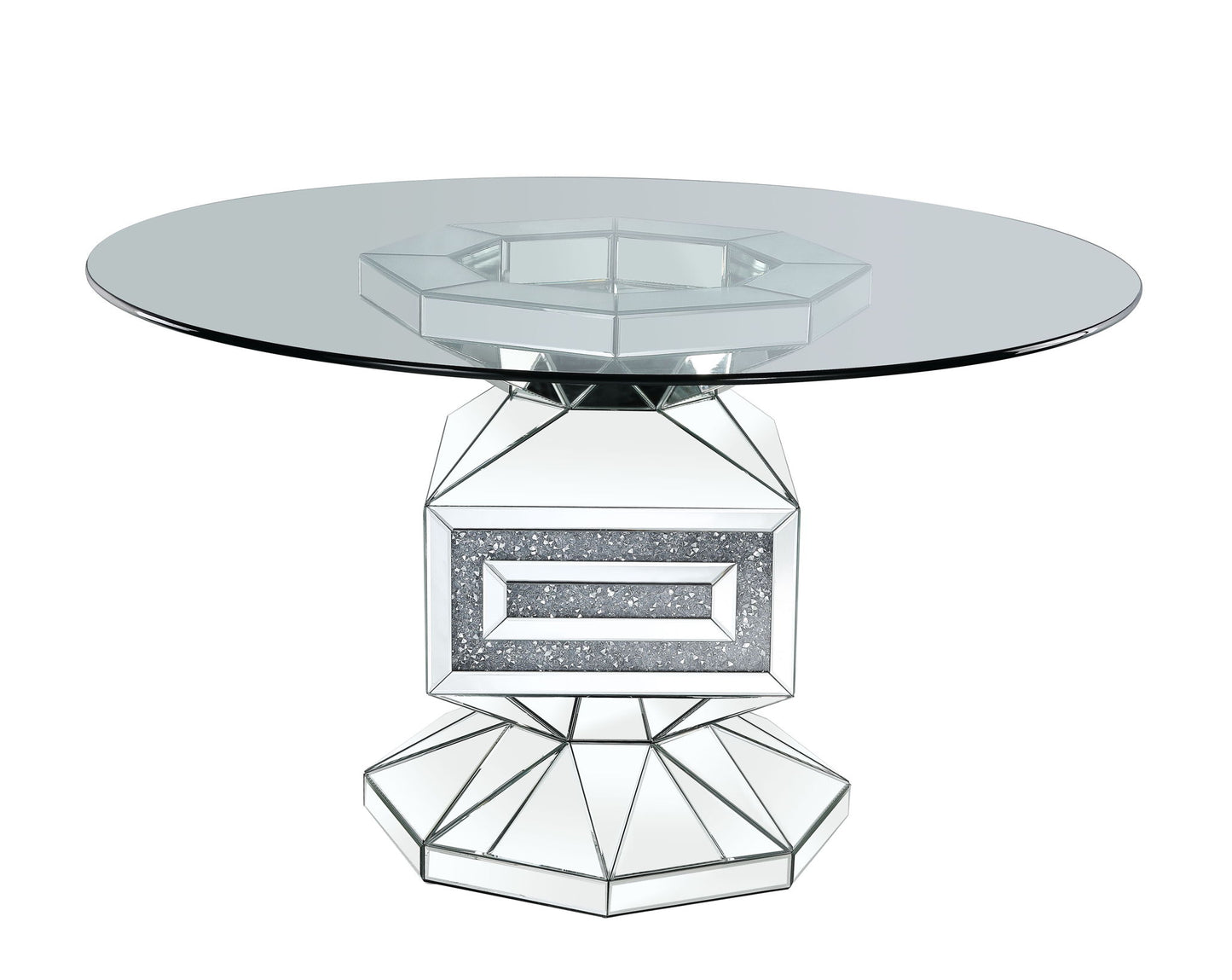 Noralie - 30" Dining Table - Clear Glass, Mirrored & Faux Diamonds