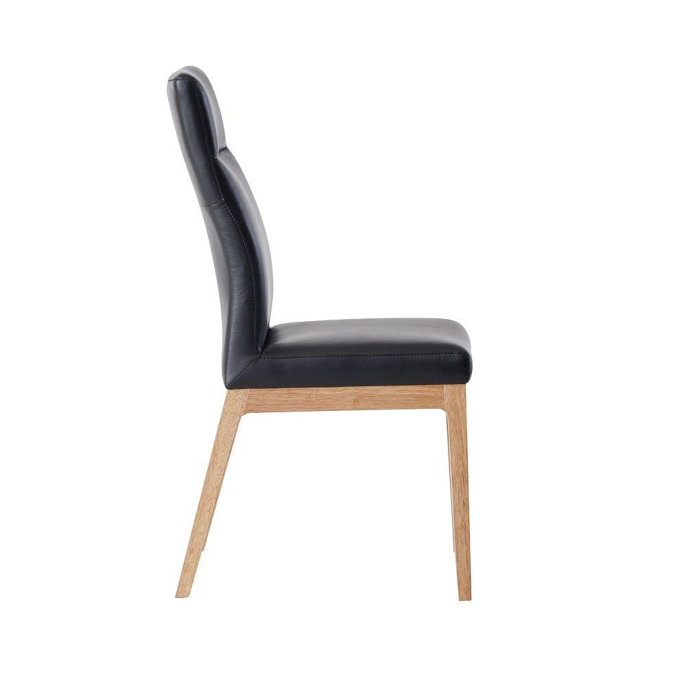 Raquan - Side Chair Set of 2) - Black Leather & Walnut