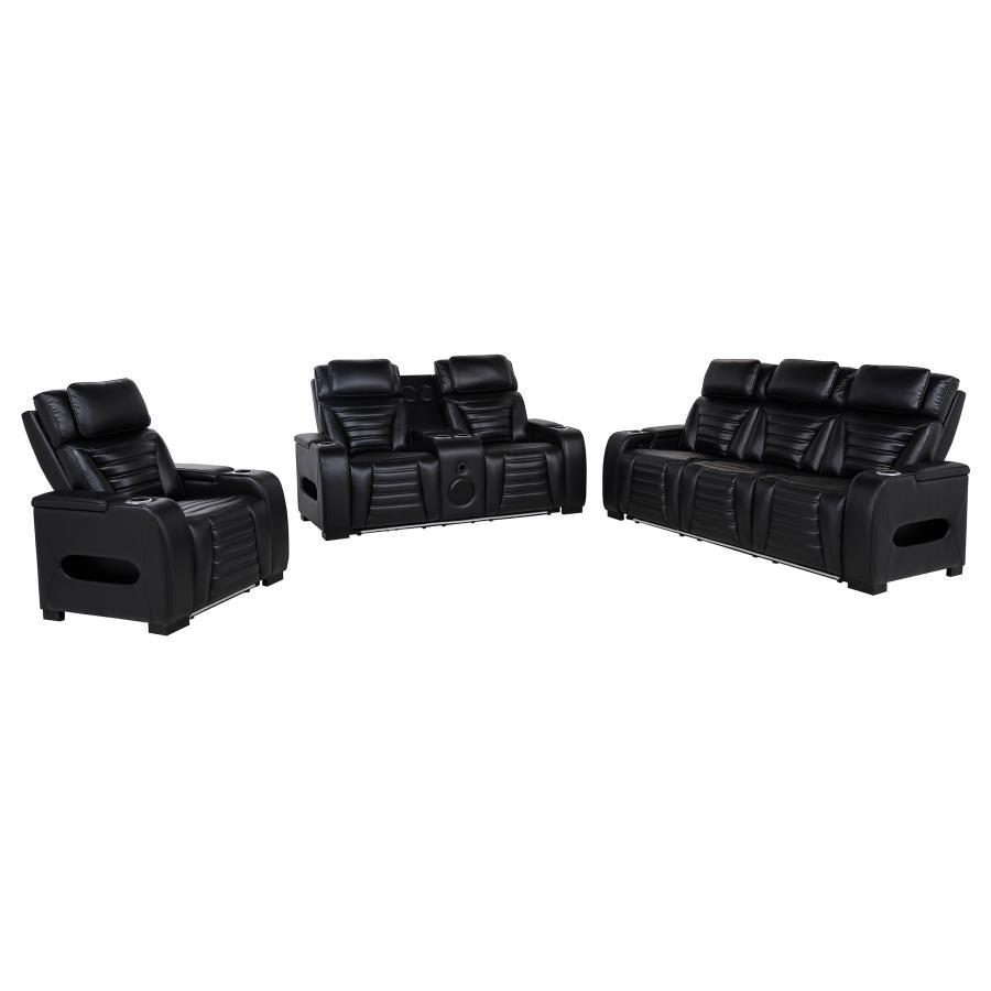 Zuma - Faux Leather Dual Power LED Sofa Set