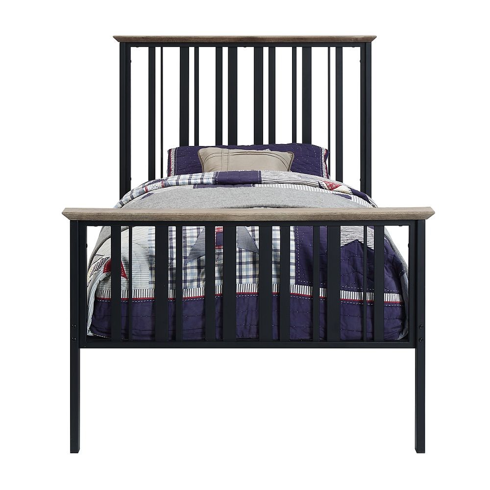 Zudora - Twin Bed - Antique Oak & Black