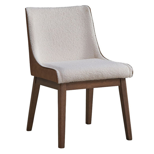 Ginny - Side Chair Set of 2) - White Boucle, Brown Velvet & Walnut