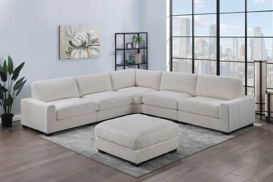 Cream L Shaped sectional w/ ottoman