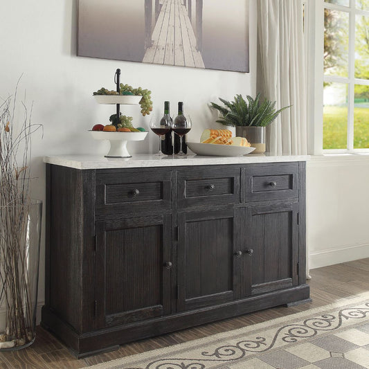 Nolan - Server - White Marble Top & Salvage Dark Oak
