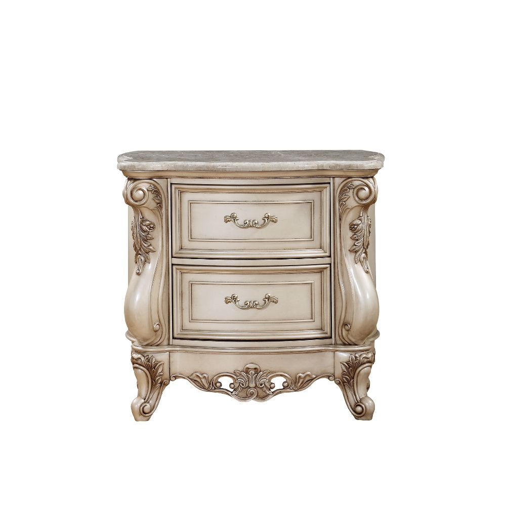 Gorsedd - Nightstand With Marble Top - Marble Top & Golden Ivory