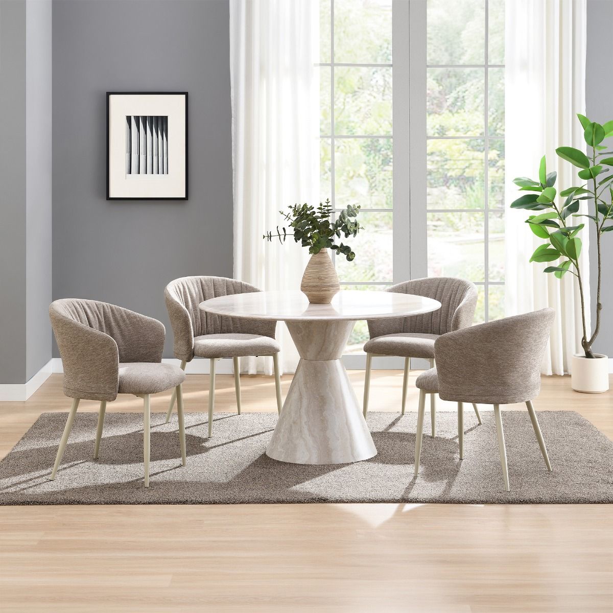 Ogin - Arm Chair (Set of 2) - Dark Beige & Natual