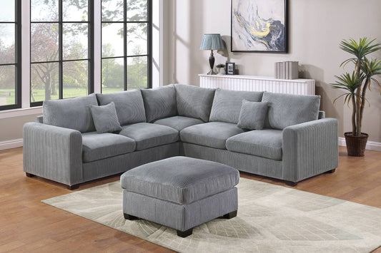 3 Piece Gray sectional with ottoman