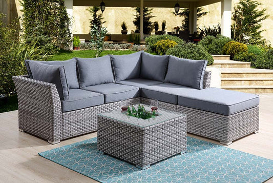 Laurance - Patio Set - Gray Fabric & Gray Finish