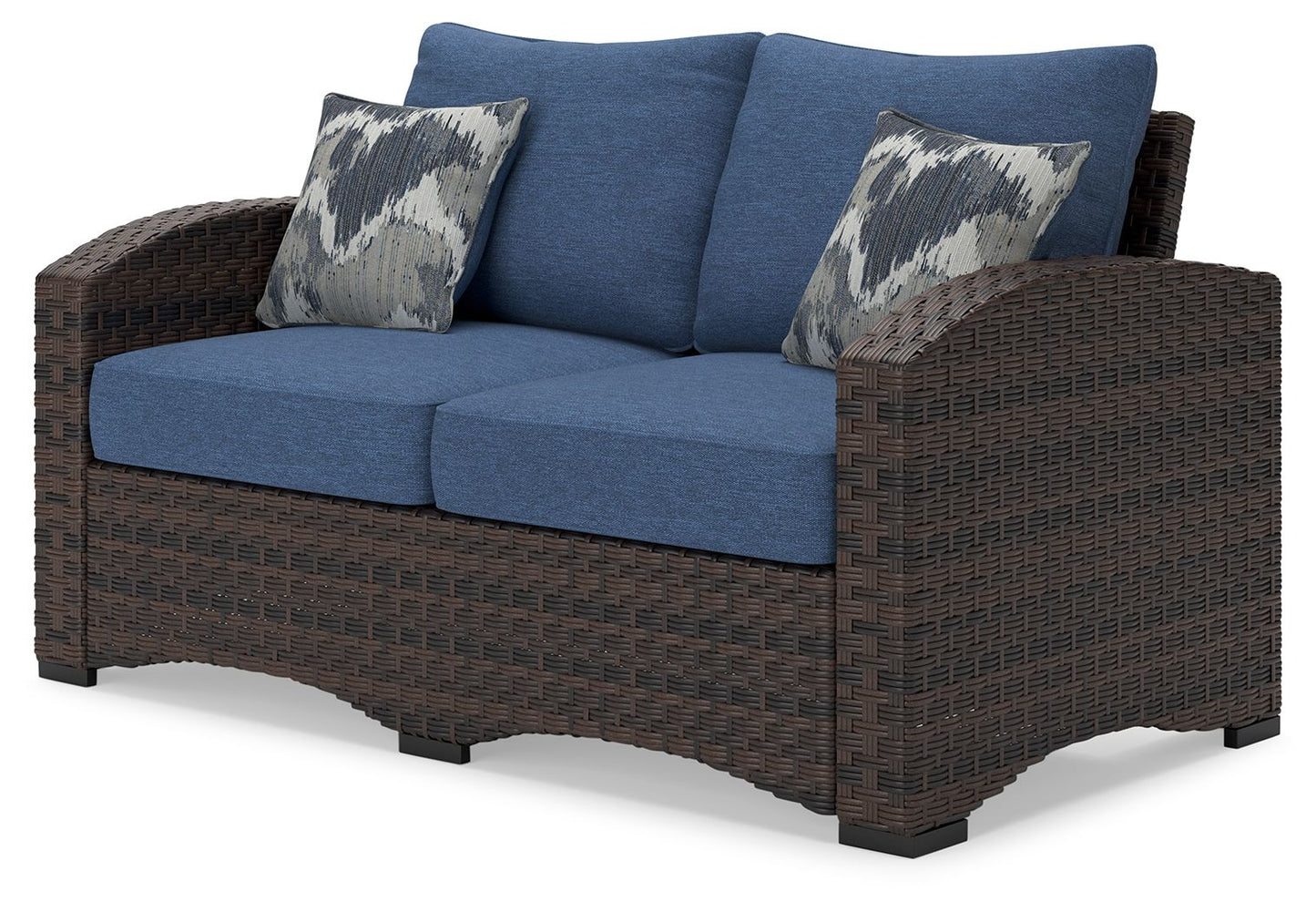 Windglow - Blue / Brown - Loveseat With Cushion