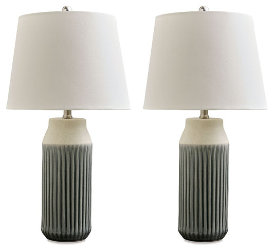 Afener - Ceramic Table Lamp (Set of 2) - Blue / Beige